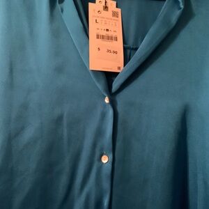 Elegant Blue Button-Up Blouse